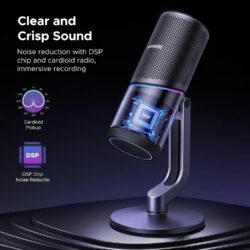 UGREEN 35629 Gaming USB Microphone With RGB Lights for Streaming, Gaming, Podcasting, Recording, Laptop