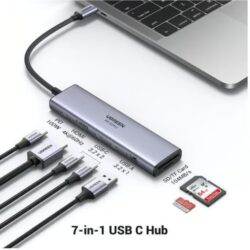 UGREEN 45521 7 in 1 USB-C Hub 4K HDMI Multiport Adapter with 100W PD, 2 USB-C 3.0, USB-A 3.2 and SD/TF Card Reader