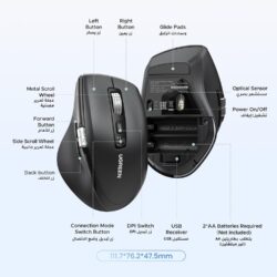 UGREEN 45792 Multi-mode Wireless Silent Ergonomic Mouse Scrolling Master with Ultra-fast Speed