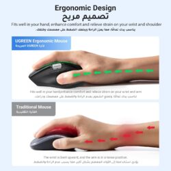 UGREEN 45792 Multi-mode Wireless Silent Ergonomic Mouse Scrolling Master with Ultra-fast Speed