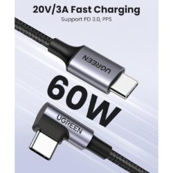 UGREEN 50125 Right Angle 90 Degree 60W USB C Cable 2m