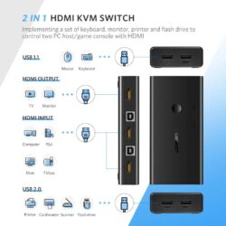 UGREEN 50744 KVM Switch 2 IN 1 Out 4K HDMI Switcher
