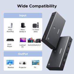 UGREEN 55857 HDMI Switch 3 in 1 Out 4K@60Hz with Remote for PS5 Xbox TV
