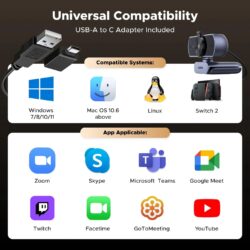 UGREEN 65381 4K Webcam for PC Ultra HD 1080P 60FPS Web Camera with Microphone