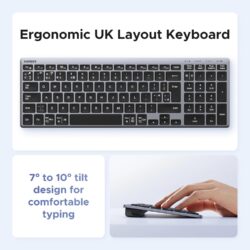 UGREEN 75163 Bluetooth 5.4+2.4G, Rechargeable, 99-Key Compact Portable Slim Silent Wireless Keyboard