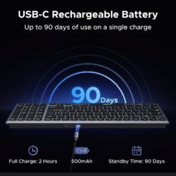 UGREEN 75163 Bluetooth 5.4+2.4G, Rechargeable, 99-Key Compact Portable Slim Silent Wireless Keyboard