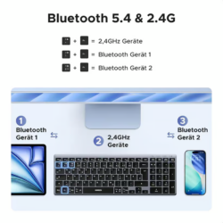 UGREEN 75163 Bluetooth 5.4+2.4G, Rechargeable, 99-Key Compact Portable Slim Silent Wireless Keyboard