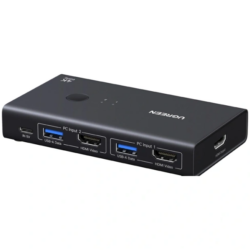 UGREEN 75246 HDMI KVM Switch 1 Monitor 2 Computers, 4 USB 3.0 Ports, 4K@60Hz USB Hub