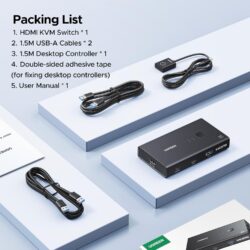 UGREEN 75246 HDMI KVM Switch 1 Monitor 2 Computers, 4 USB 3.0 Ports, 4K@60Hz USB Hub