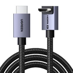 UGREEN 85242 HDMI 2.1 48Gbps, 8K@60Hz, 90° Angled Connector supports 4K@240Hz, HDR, eARC, VRR and ALLM Cable – 3m