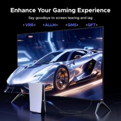 UGREEN 85242 HDMI 2.1 48Gbps, 8K@60Hz, 90° Angled Connector supports 4K@240Hz, HDR, eARC, VRR and ALLM Cable – 3m