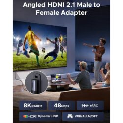 UGREEN 85632 HDMI 2.1 Angled 8K@60Hz 4K@240/144/120Hz 90 & 270 Degree Male to Female Connector 48Gbps Adapter