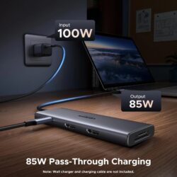 UGREEN 85774 USB-C Dual HDMI Docking Station – 2× HDMI, 2× USB-C, 1× USB-A 3.0, 1× USB-A 2.0, 1× SD card slot, 1× TF (MicroSD) card slot, and 1× USB-C PD power port. Supports Dual 4K@60Hz HDMI. (9-in-1)