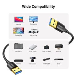 UGREEN 90576 USB-A 3.0 Male to Male Cable Black 3m