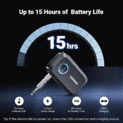 UGREEN 90748 3.5mm Aux Bluetooth 5.3 Audio Transfer Adapter for Vehicle