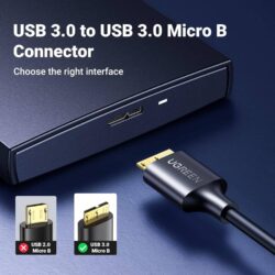UGREEN 10843 USB 3.0 A Male To Micro USB 3.0 Male Cable Black 2m