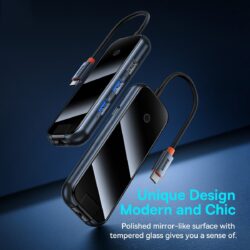 Baseus AcmeJoy 5-Port Type- C HUB Adapter（Type-C to USB3.0*2+USB2.0*1+Type-C PD&Data *1+RJ45*1）Dark Gray - Image 8