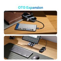 Baseus AcmeJoy 5-Port Type- C HUB Adapter（Type-C to USB3.0*2+USB2.0*1+Type-C PD&Data *1+RJ45*1）Dark Gray - Image 5