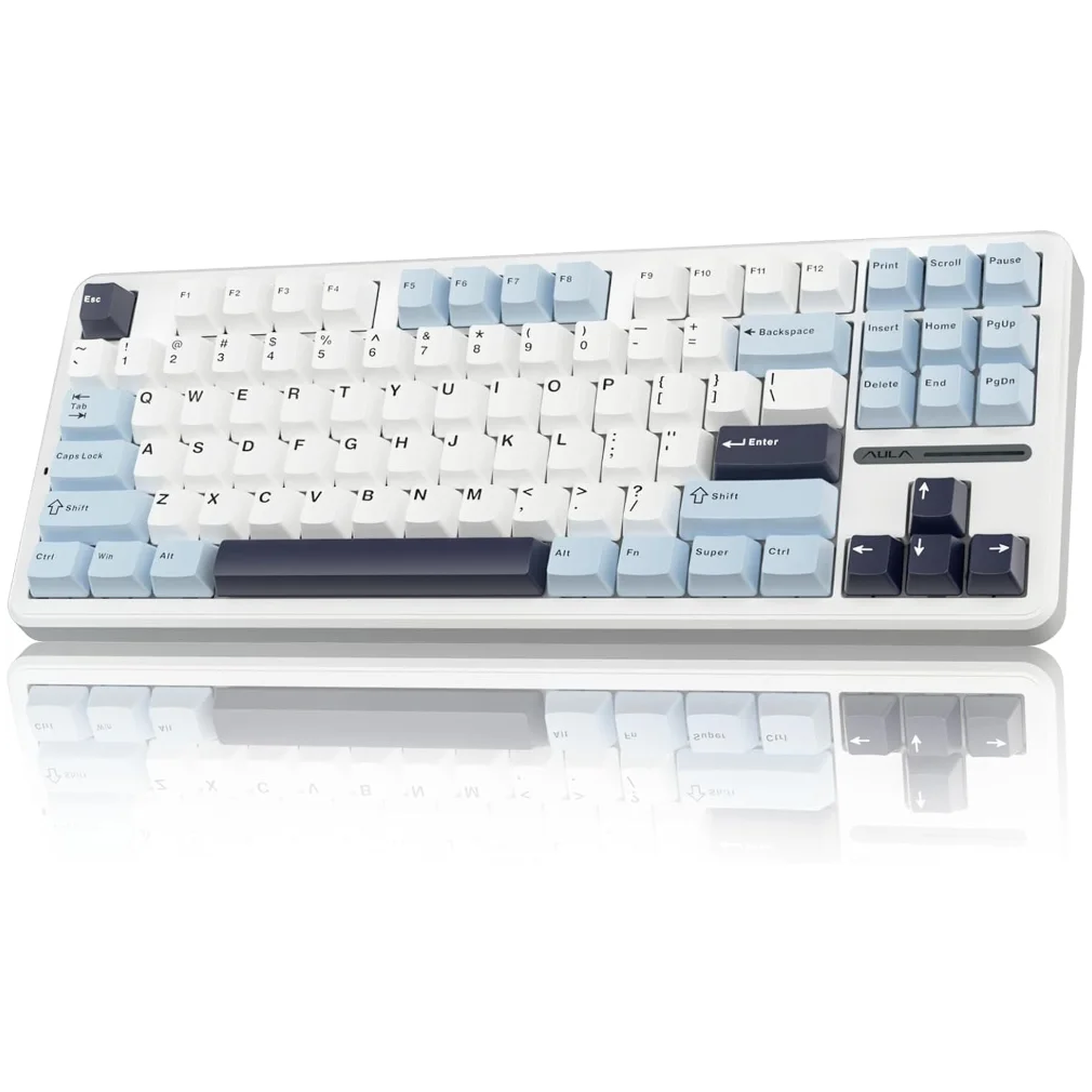 AULA F87 TKL Tri-Mode Wireless Mechanical Keyboard – Glacier Blue (Graywood V3 Switch) AULA F87 TKL Tri-Mode Wireless Mechanical Keyboard – Glacier Blue (Graywood V3 Switch)