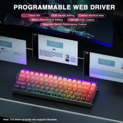 AULA HERO 68 HE 65% Wired Hot-Swappable Gaming Keyboard with Hall Effect Dragon King Magnetic Switch Black Red