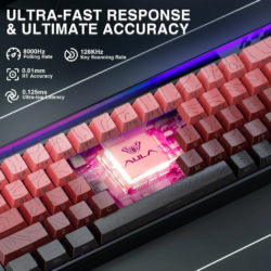 AULA HERO 68 HE 65% Wired Hot-Swappable Gaming Keyboard with Hall Effect Dragon King Magnetic Switch Black Red