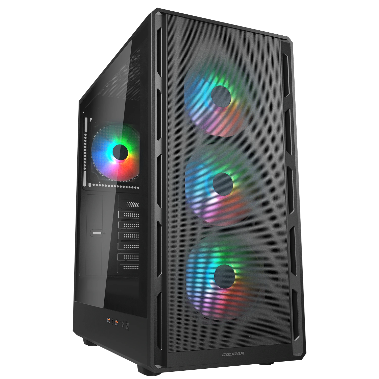 COUGAR Airface Pure RGB Compact ATX PC Case – Black – product view COUGAR Airface Pure RGB Compact ATX PC Case – Black – product view