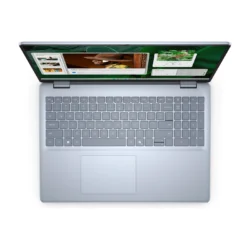 Dell Inspiron 16 5640 Ice Blue — keyboard and fingerprint-reader view