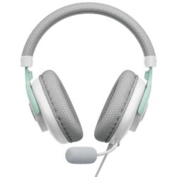 Havit Gamenote H2230E Wired Gaming Headset – 50mm Drivers, Noise-Reducing Mic, Over-Ear, 3.5mm (White/Cyan)