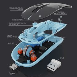 M-10A Transparent 3-Device Wireless & Bluetooth Rechargeable Mouse