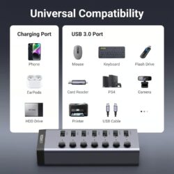 UGREEN 30778 7-Port USB 3.0 Adapter with 4 Smart Charging Ports - Image 4