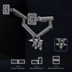 NB A5C Mechanical Spring Dual Monitor Arm for 17–32 Inch Monitors – Black